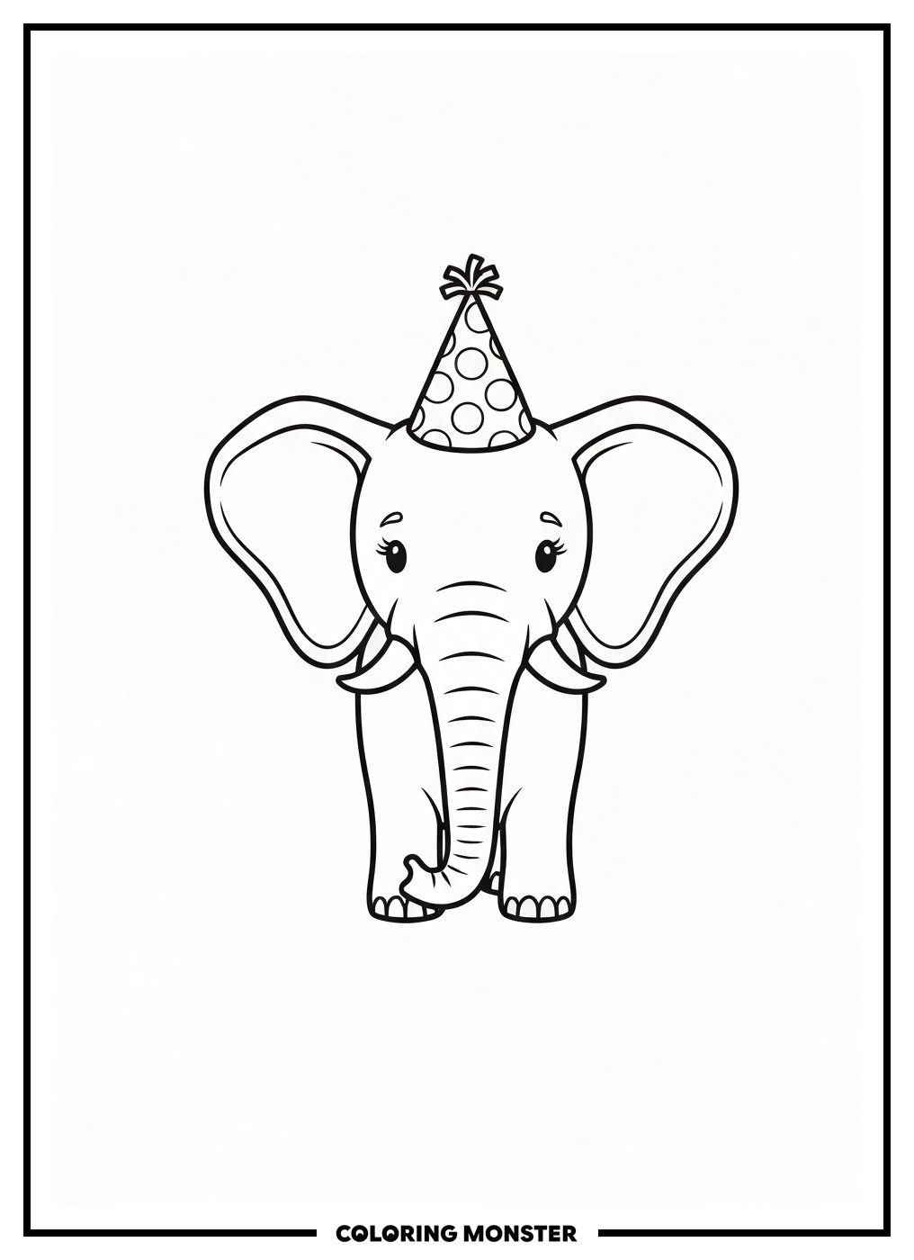 Elephant Wearing A Party Hat Coloring Page