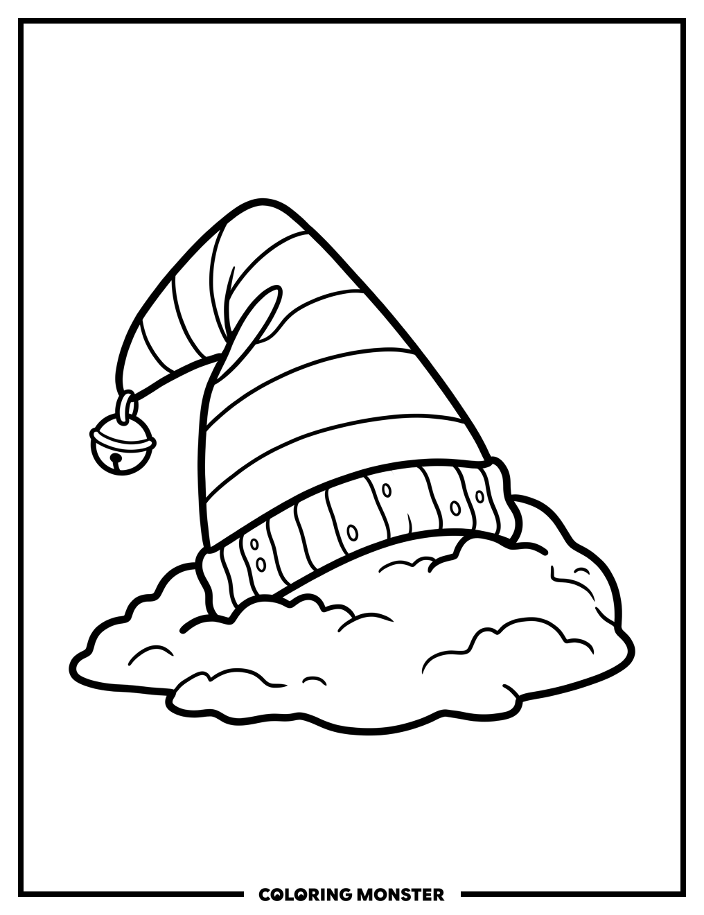 Elf Hat in Snow Coloring Page