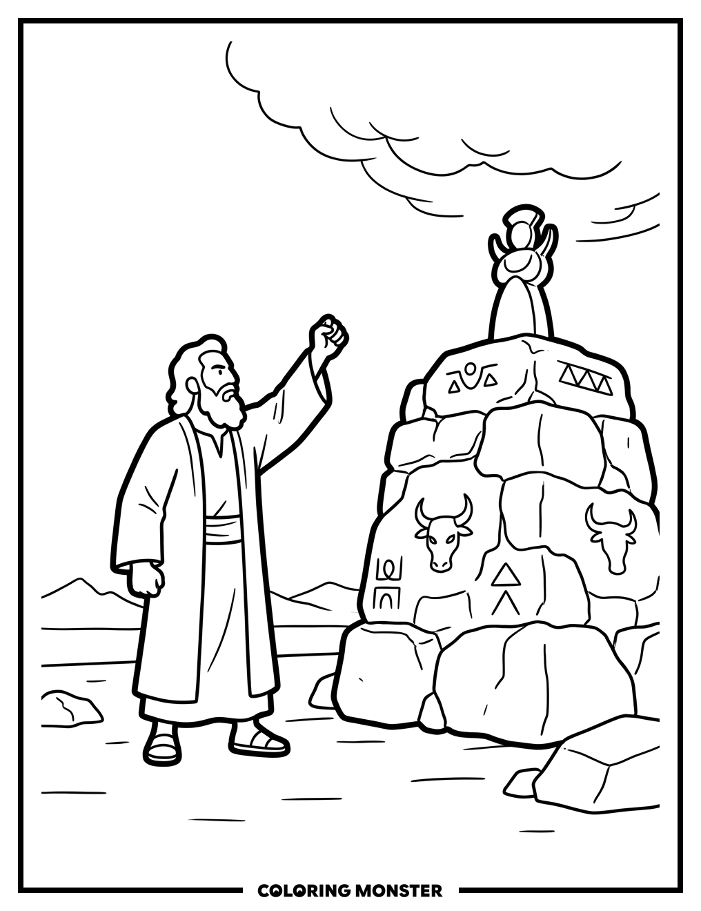 Elijah Confronts the Altar of Baal Coloring Page