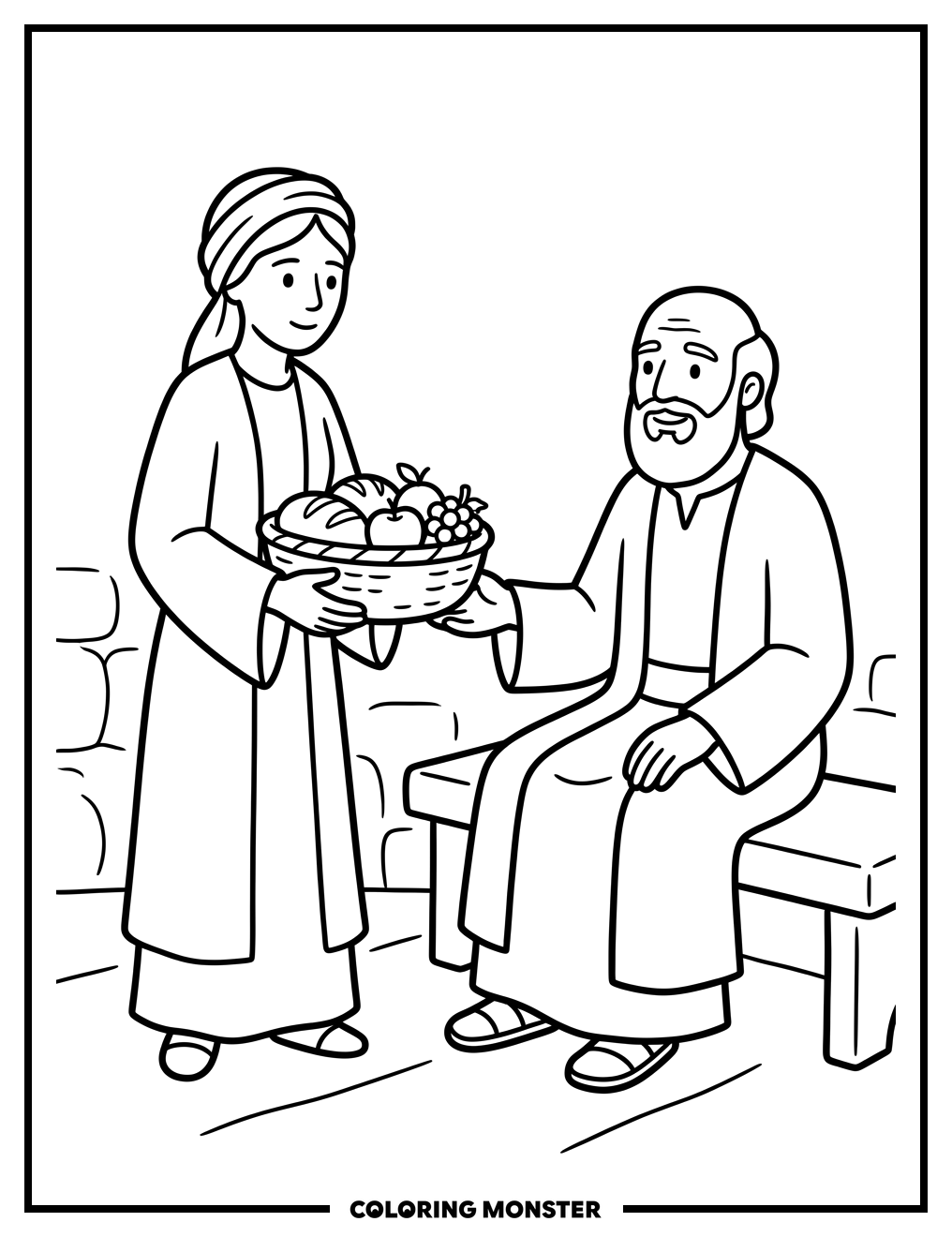 Elisha Receives Offering Coloring Page