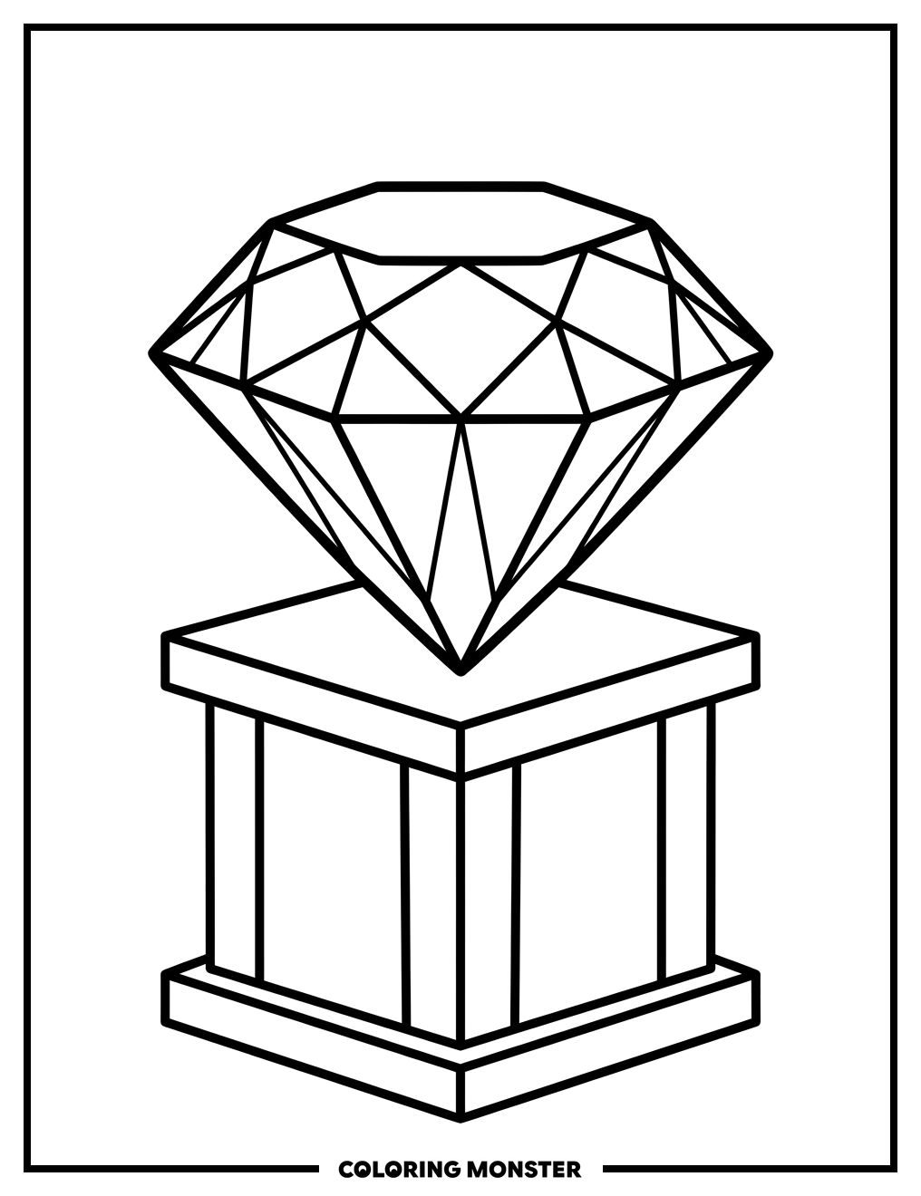 Emerald Gemstone on Pedestal Coloring Page