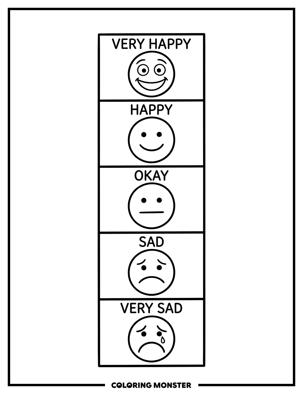 Emotion Meter With Smiley Faces Coloring Page