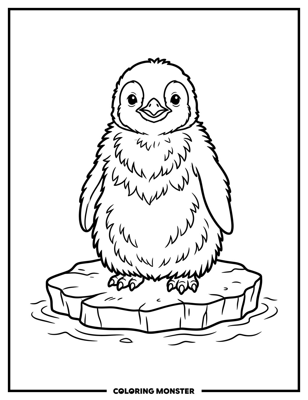Emperor Penguin Chick on Ice Floe Coloring Page