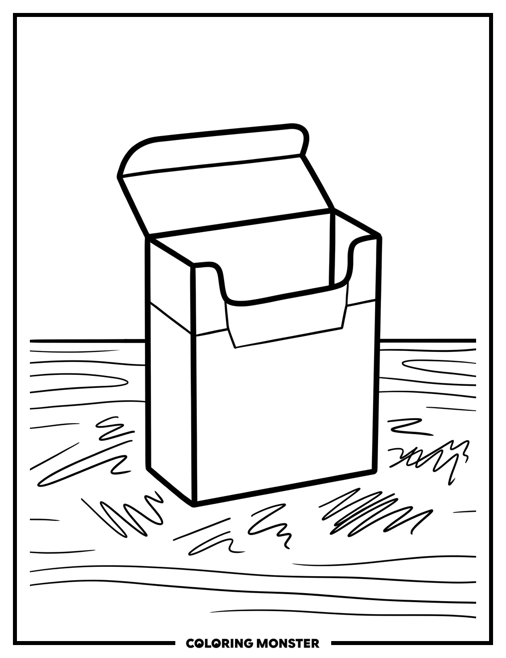 Empty Crayon Box on Table Coloring Page