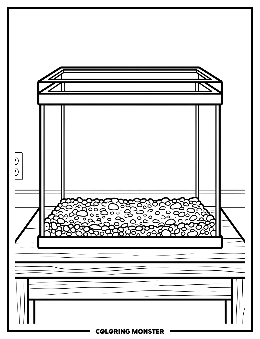 Empty Fish Tank With Gravel Coloring Page
