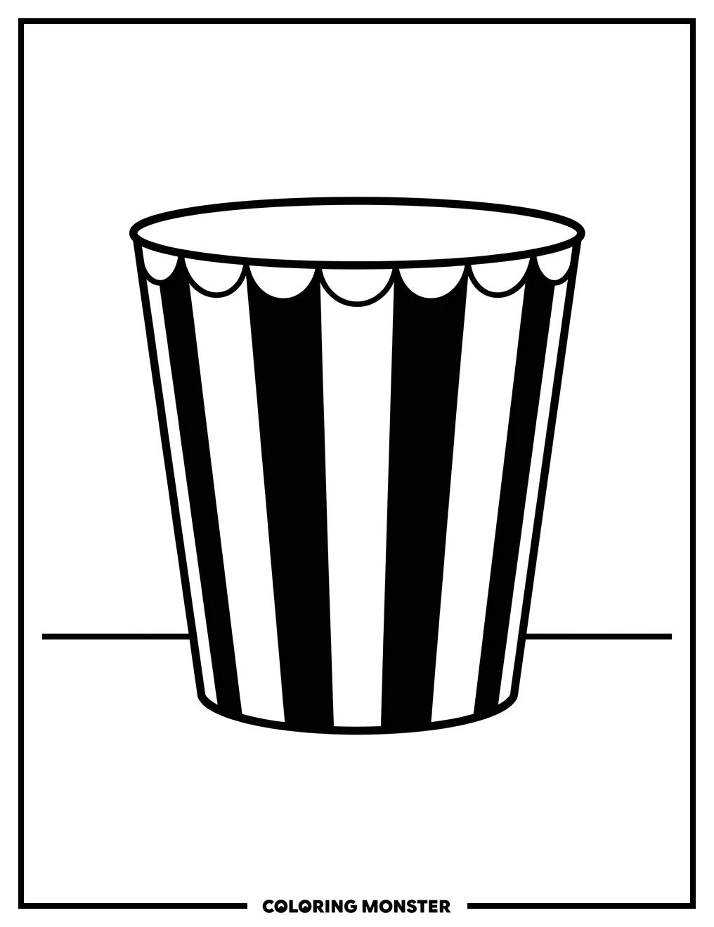 Empty Popcorn Bucket Coloring Page