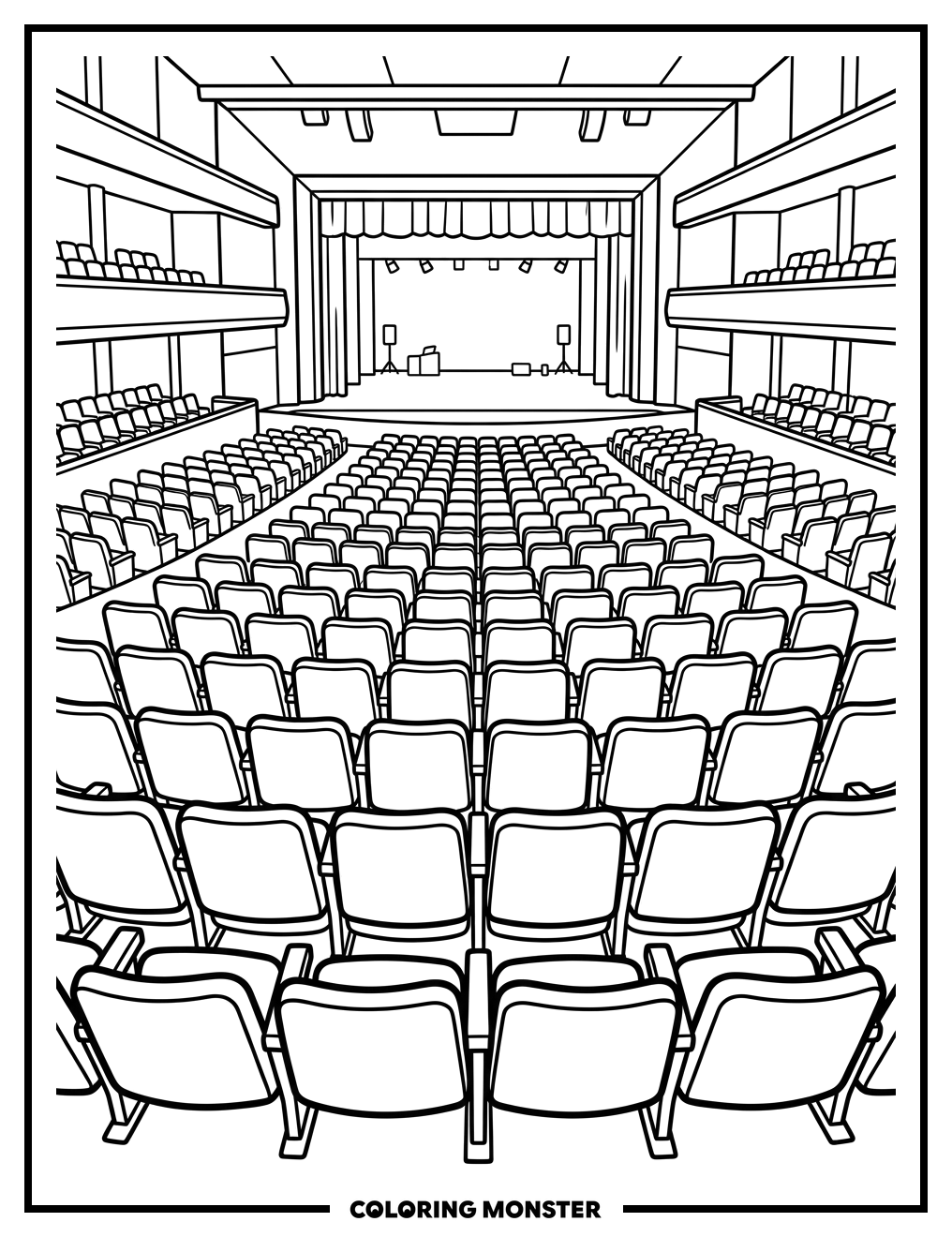 Empty Theater Seats Coloring Page