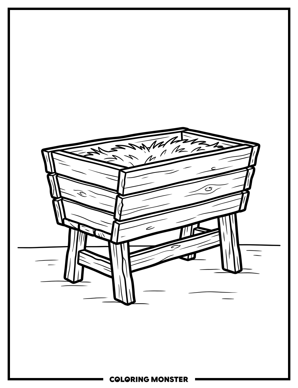 Empty Wooden Manger Coloring Page