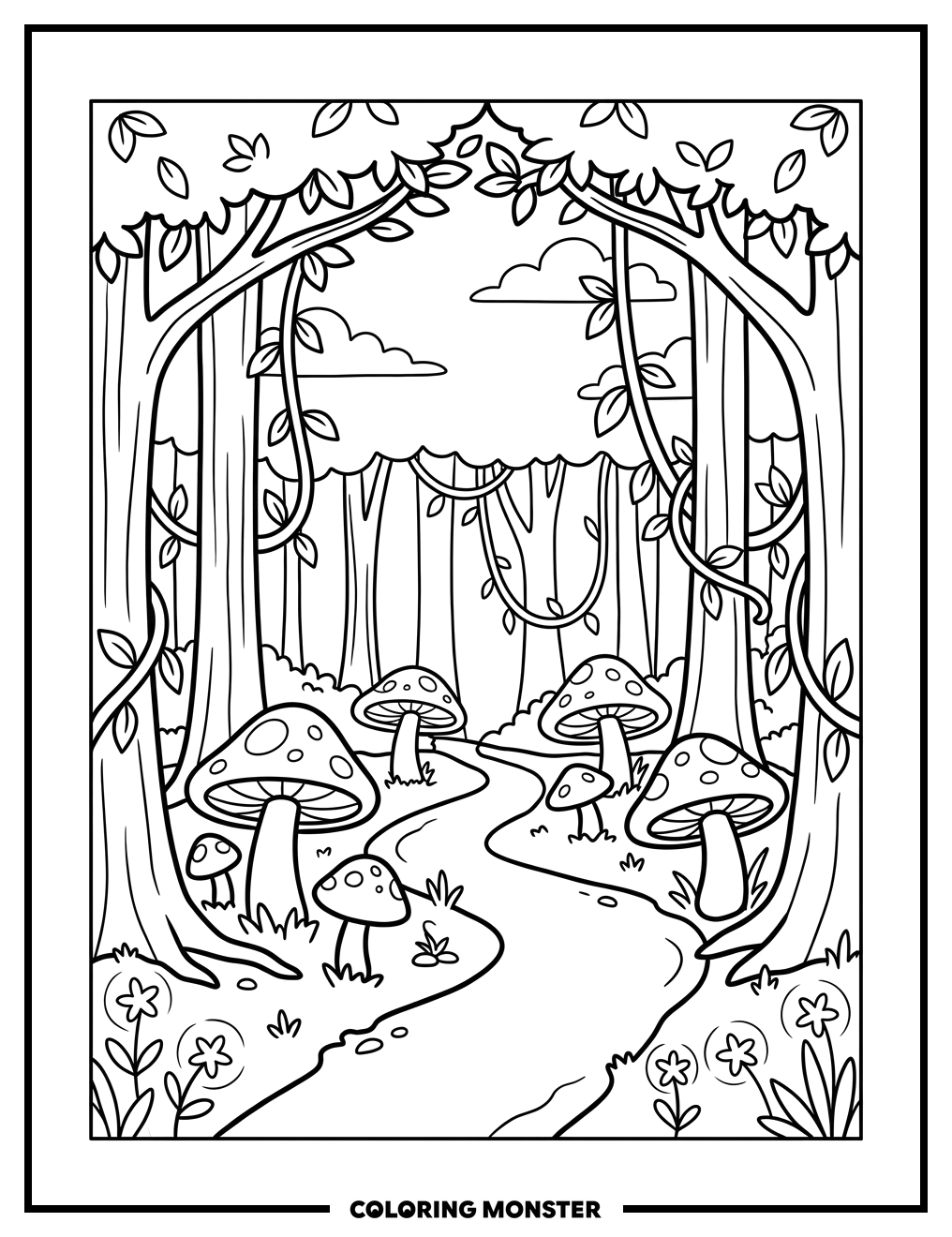 Enchanted Forest Clearing Coloring Page