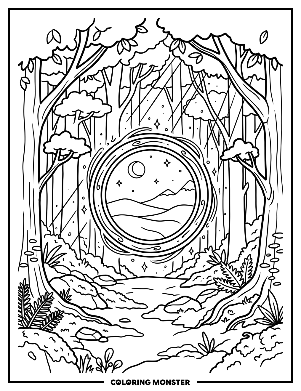 Enchanted Forest Portal Coloring Page