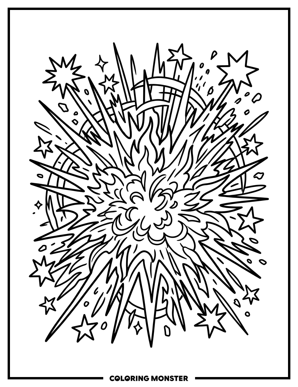 Explosion of Light Coloring Page