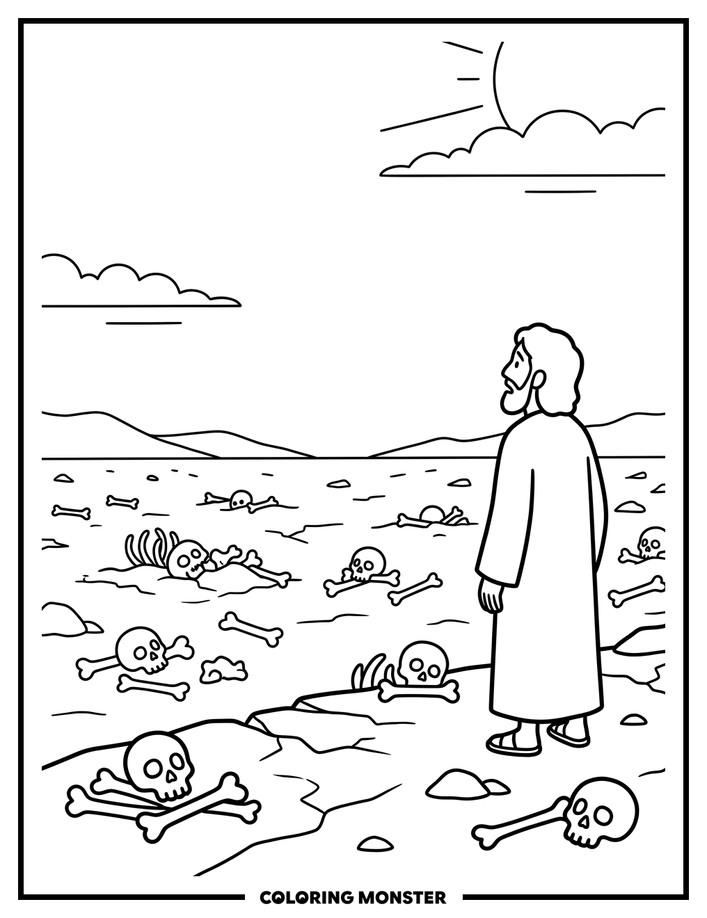 Ezekiel In A Dry Valley Coloring Page
