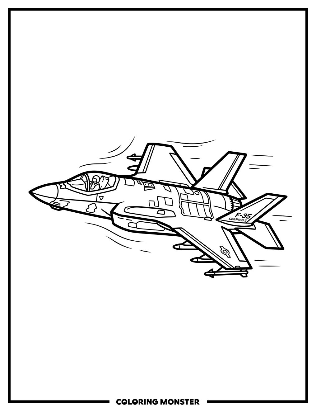 F-35 Fighter Jet in Flight Coloring Page