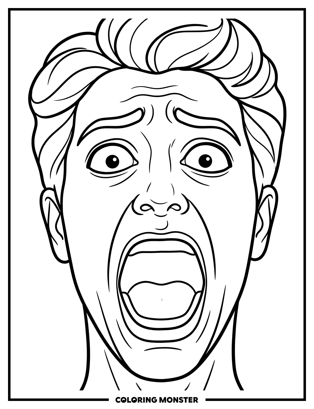 Face in Silent Scream Coloring Page