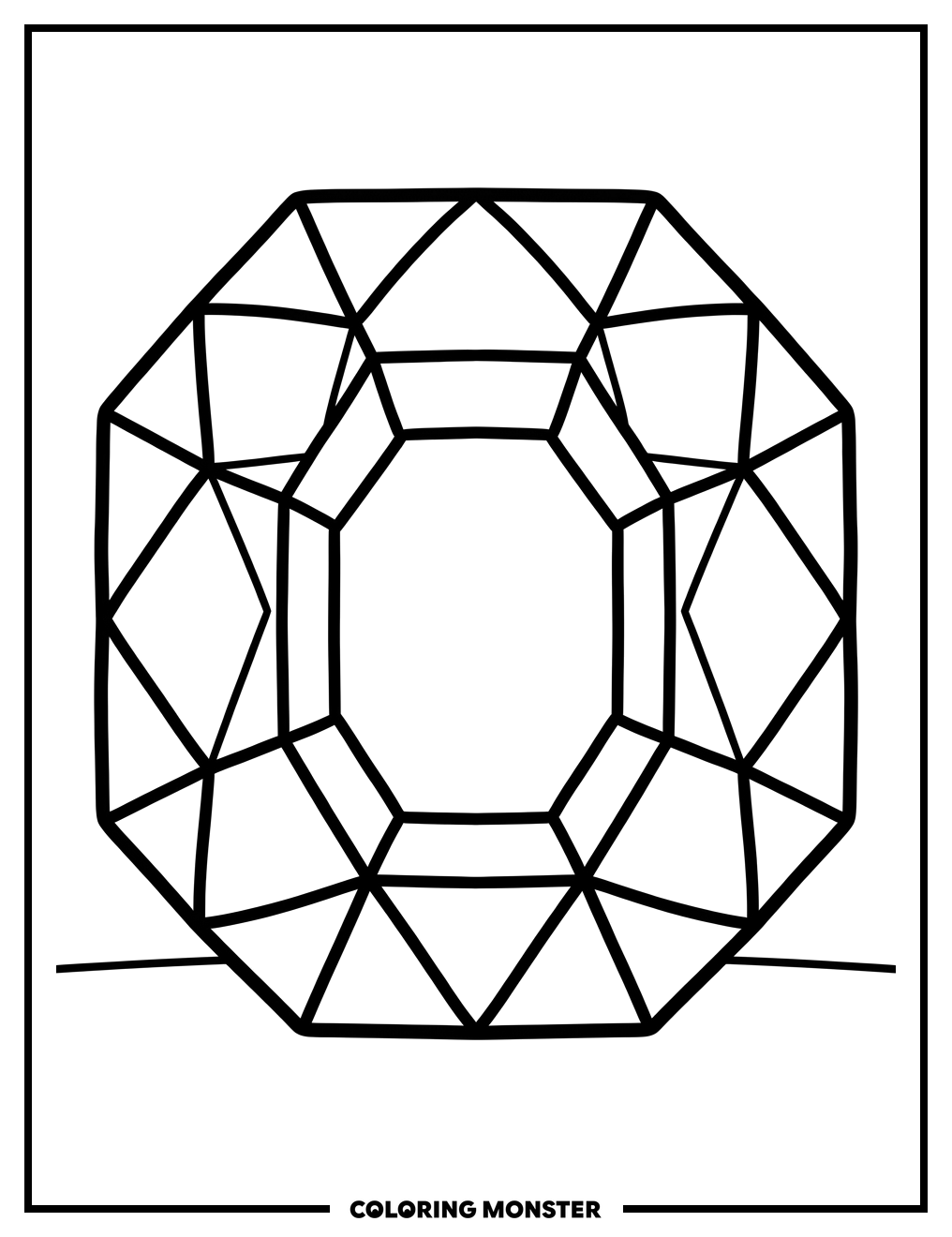 Faceted Ruby Gemstone Coloring Page