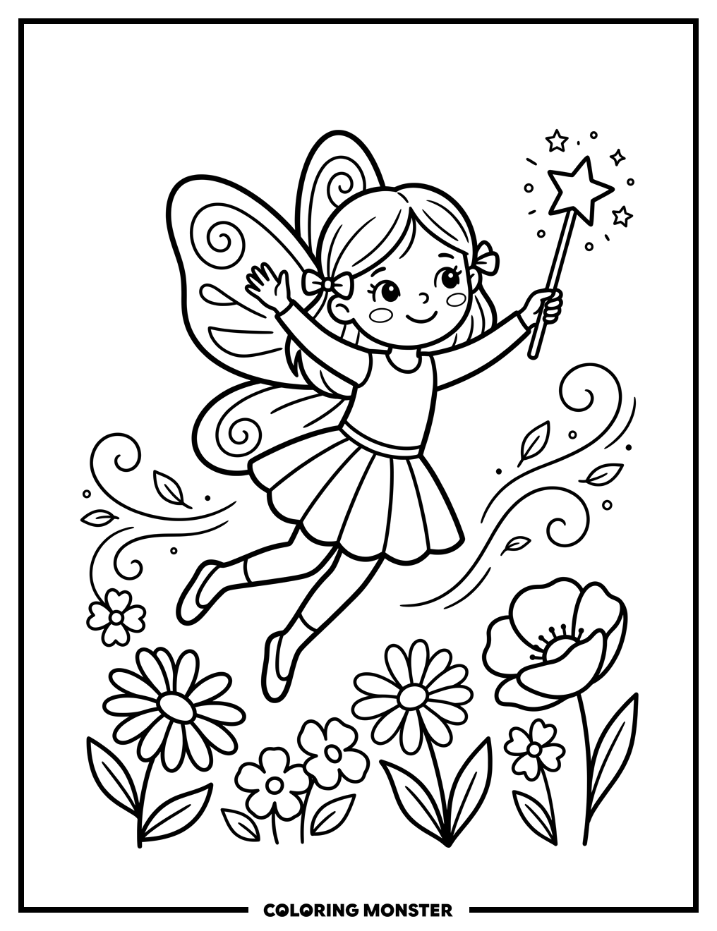 Fairy in Flight Coloring Page