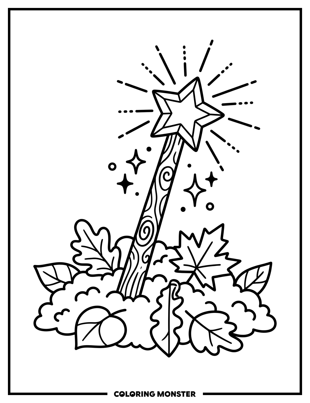 Fairy Wand on Moss Coloring Page
