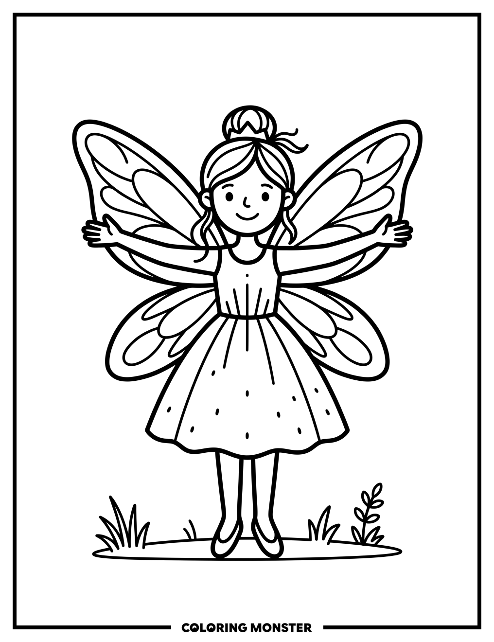 Fairy With Large Wings Coloring Page