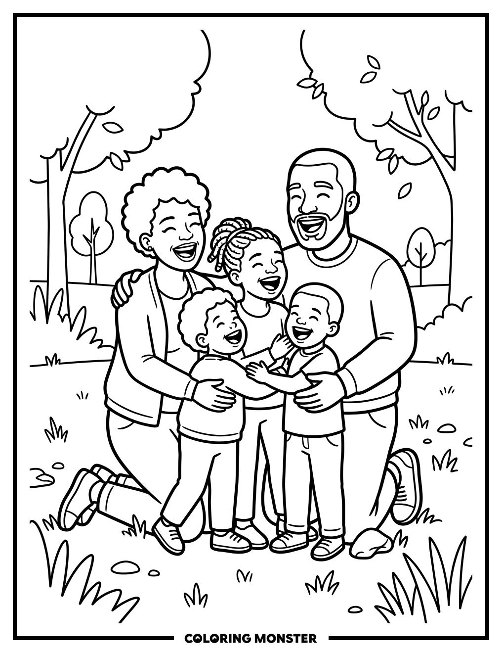 Family Fun In The Park Coloring Page
