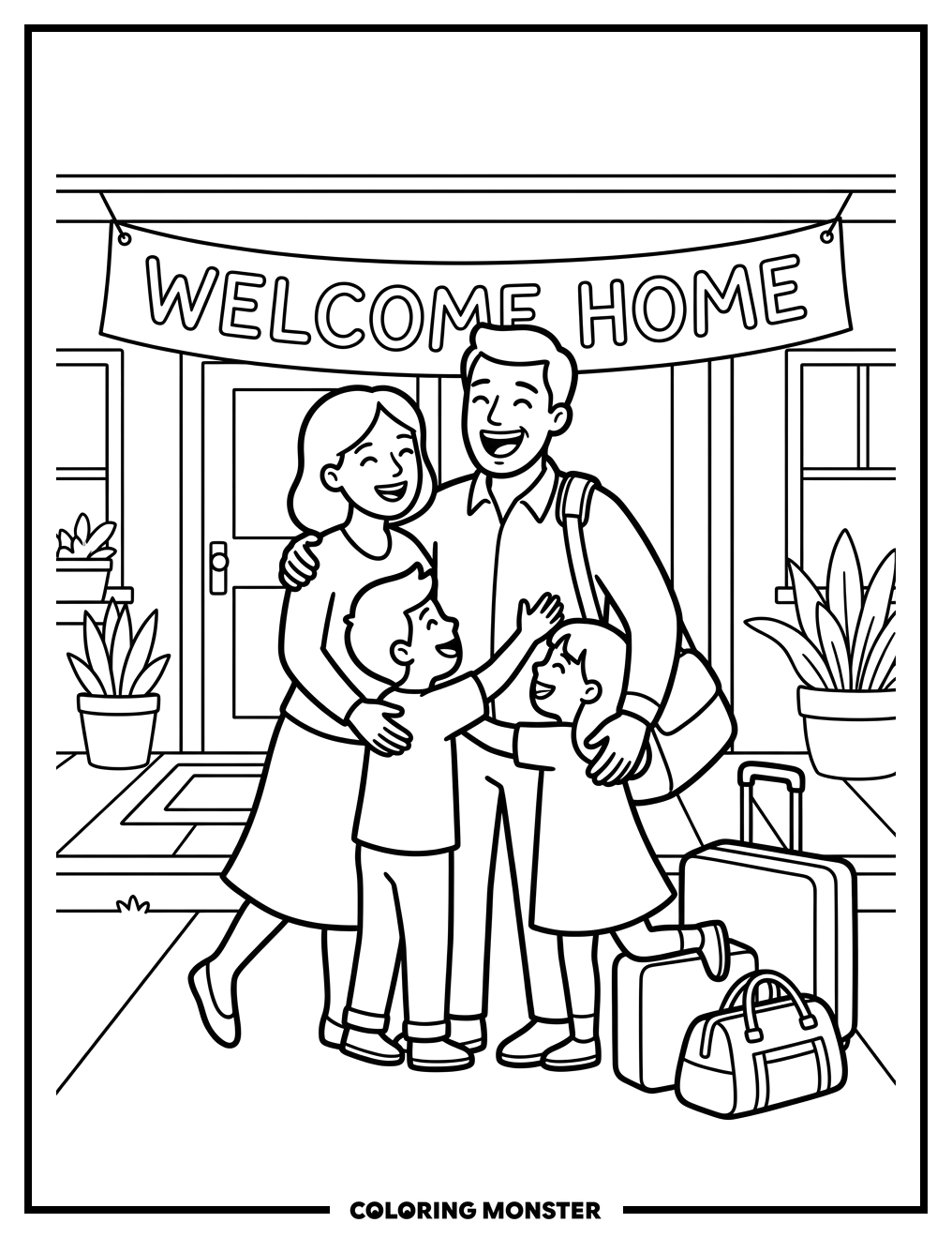 Family Welcome Home Coloring Page