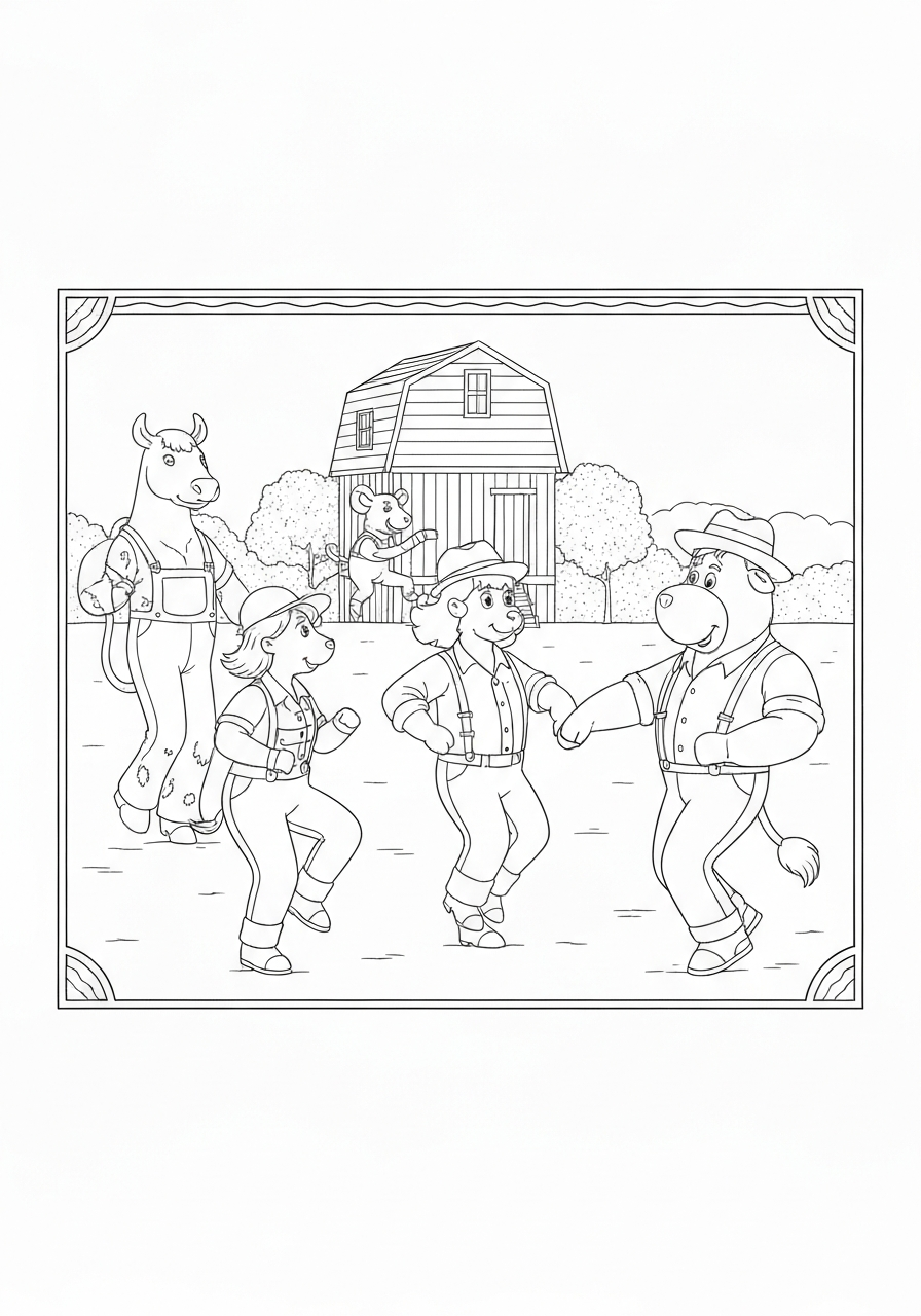Farm Animals Having A Square Dance