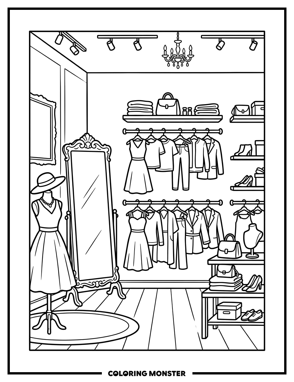 Fashion Boutique Interior Coloring Page