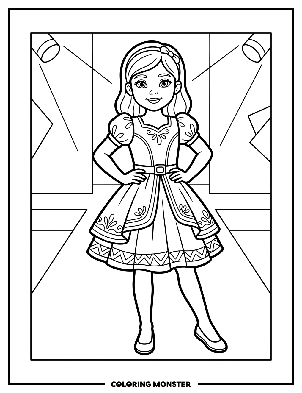 Fashionable Girl On The Runway Coloring Page