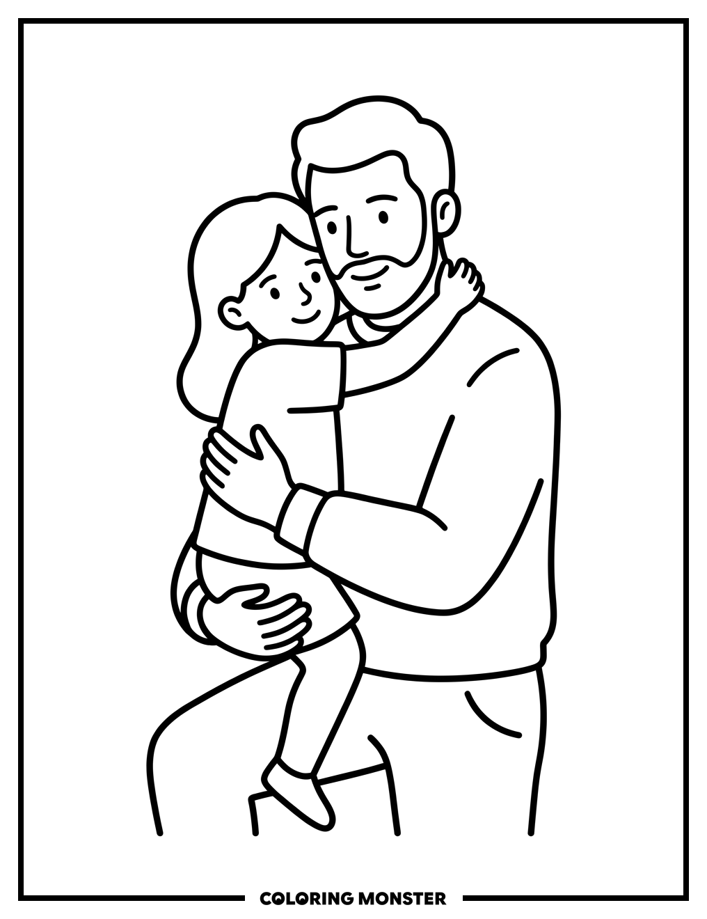 Father And Daughter Hug Coloring Page
