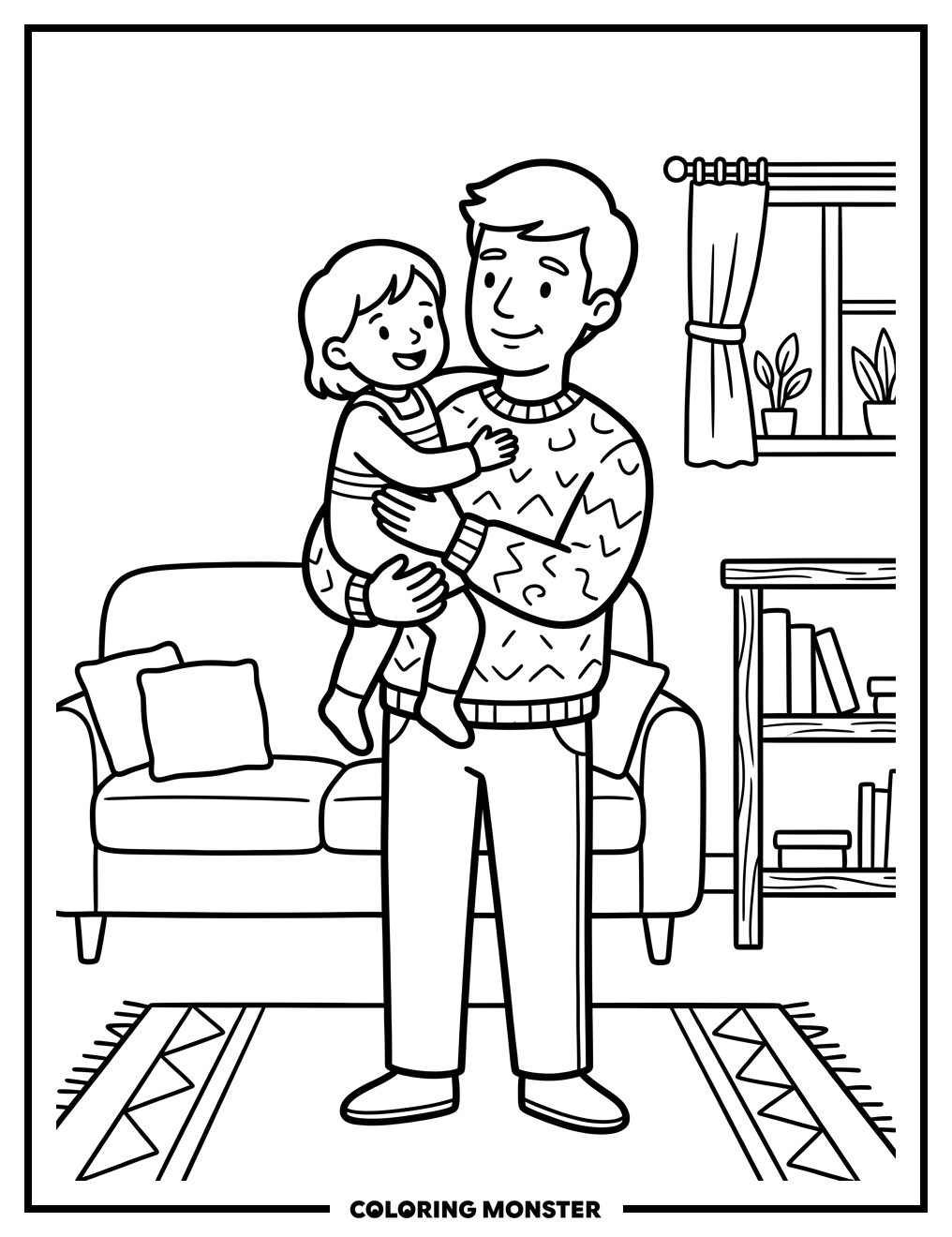 Father Holding Child Coloring Page
