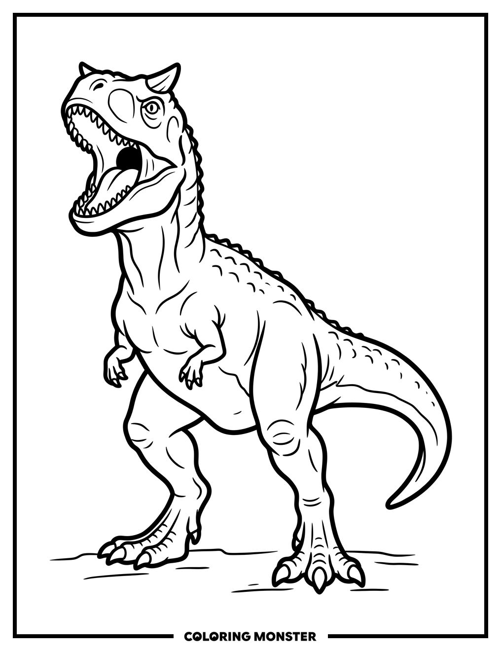 Fearsome Carnotaurus Roaring Coloring Page