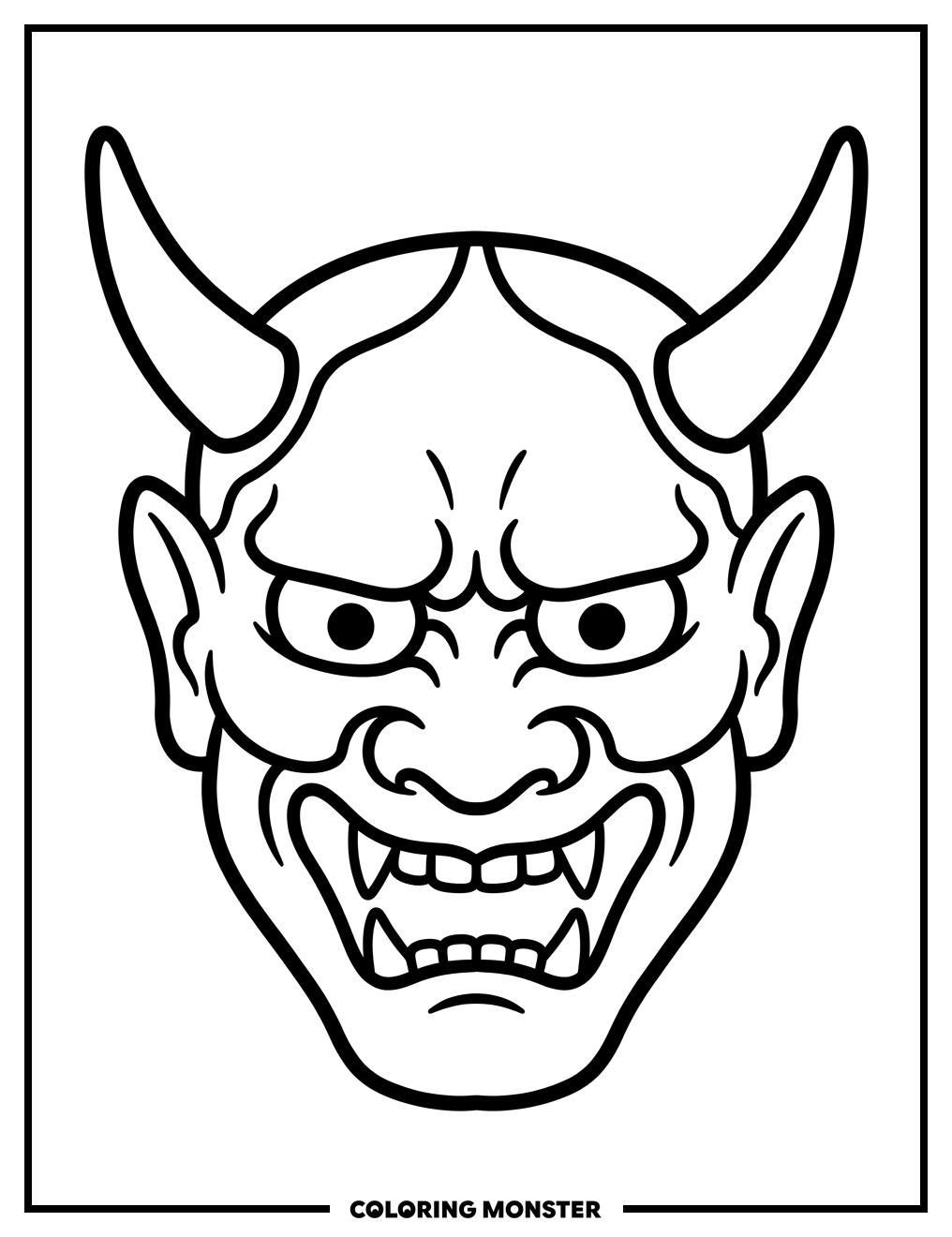 Fearsome Oni Mask Coloring Page