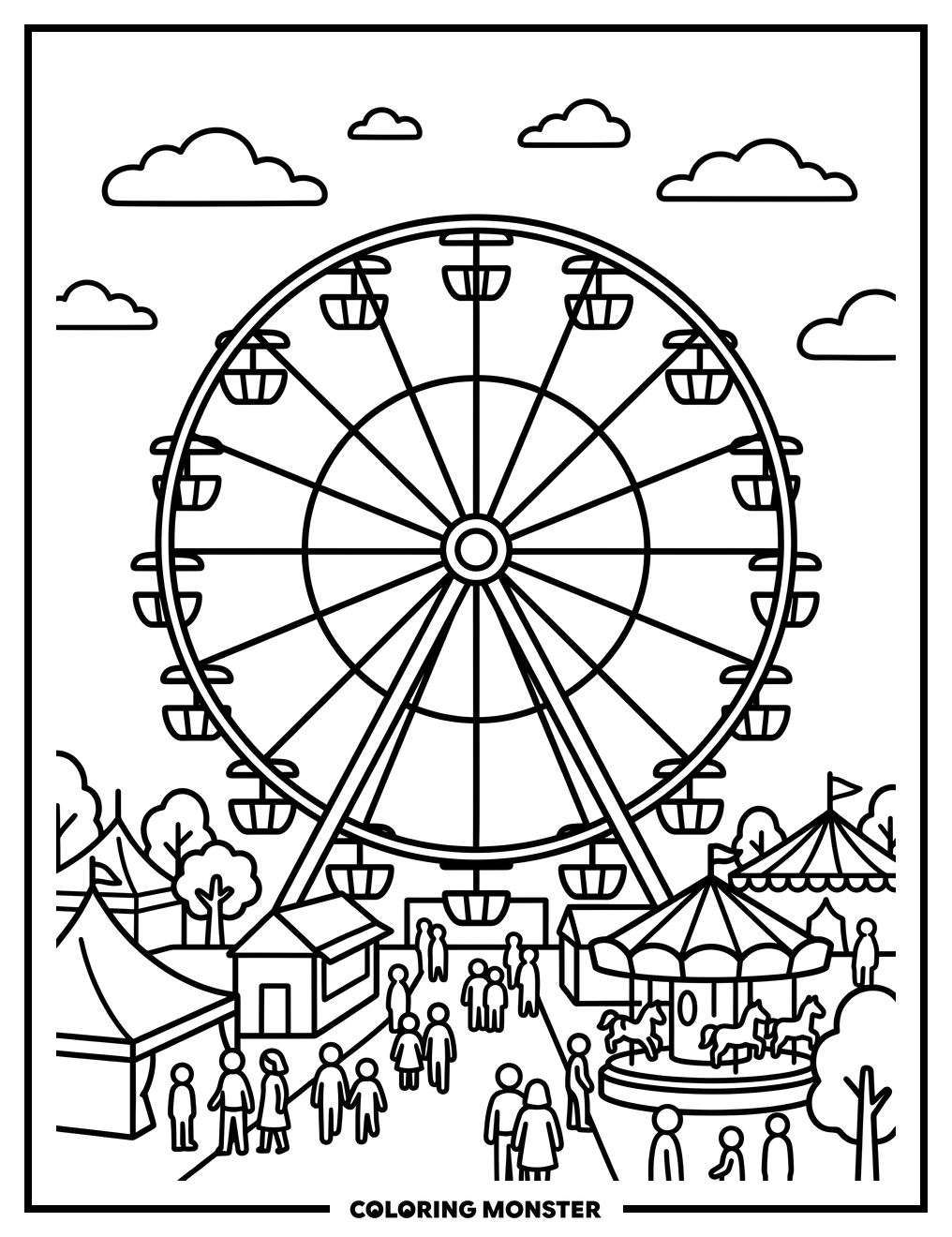 Ferris Wheel at State Fair Coloring Page