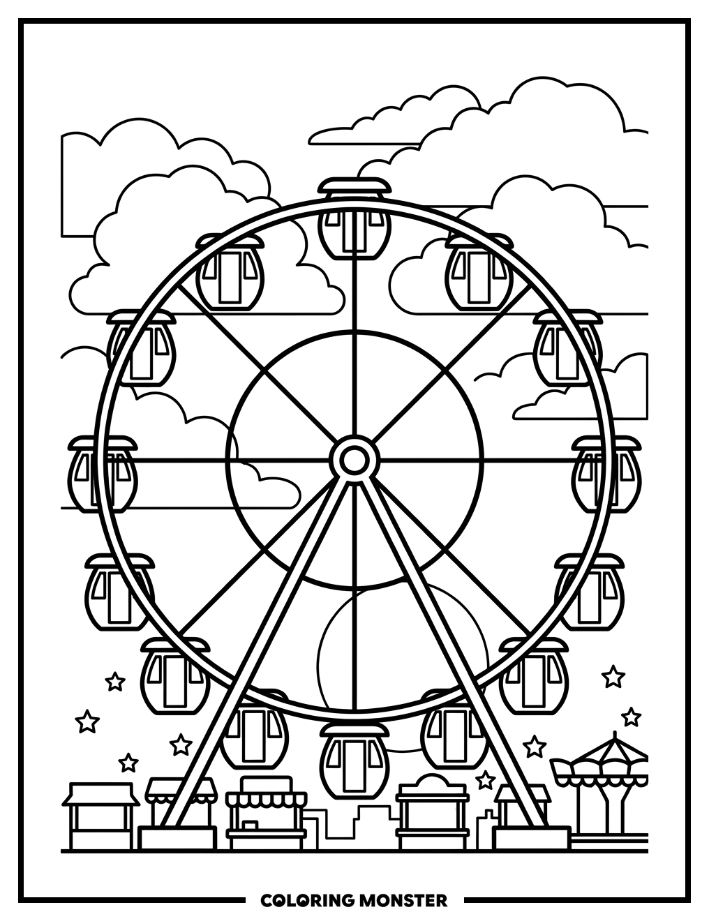 Ferris Wheel At Sunset Coloring Page