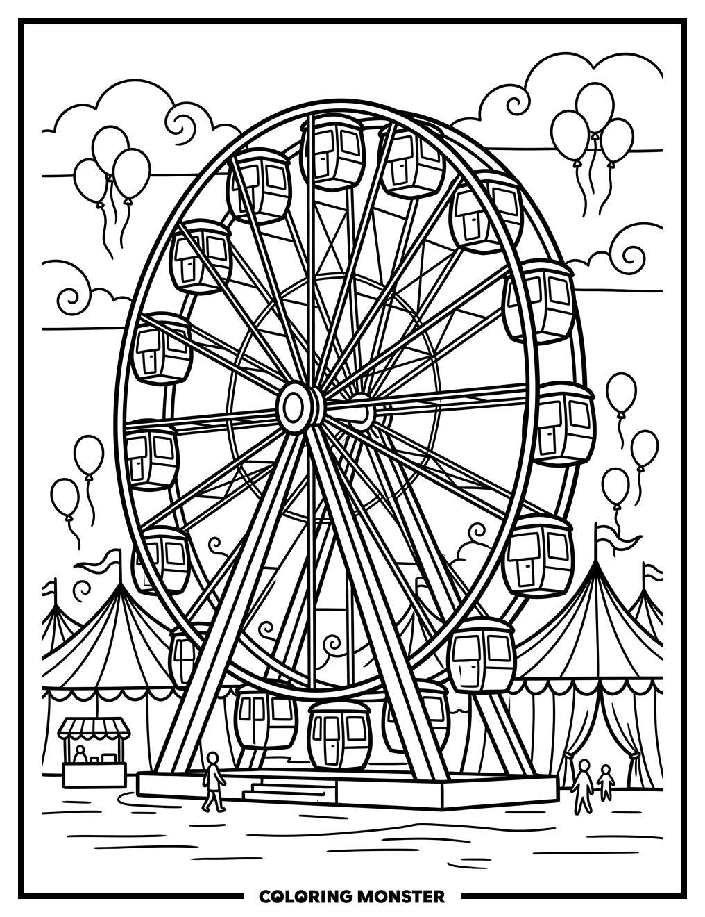 Ferris Wheel at the Carnival Coloring Page