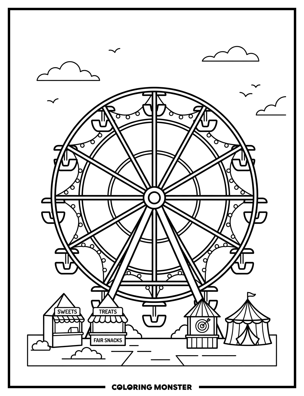 Ferris Wheel at the Fair Coloring Page