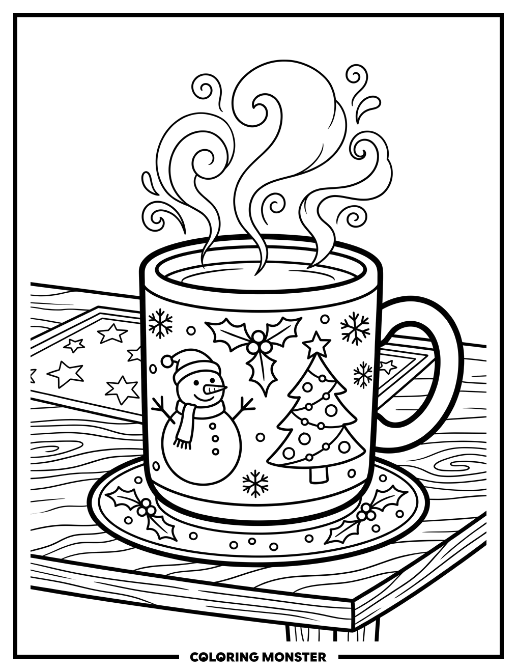 Festive Christmas Coffee Mug Coloring Page