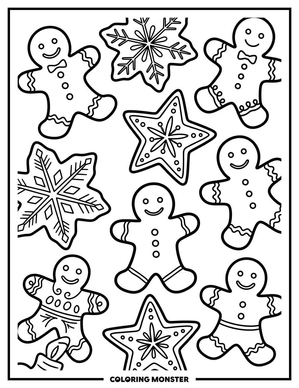 Festive Christmas Cookies Coloring Page