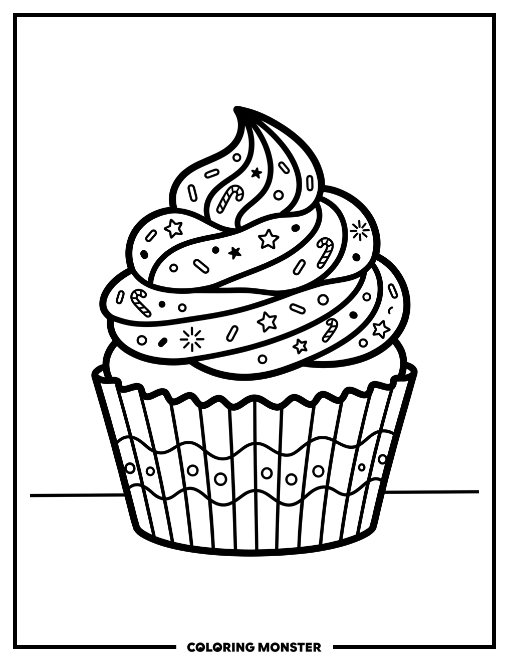 Festive Christmas Cupcake Coloring Page