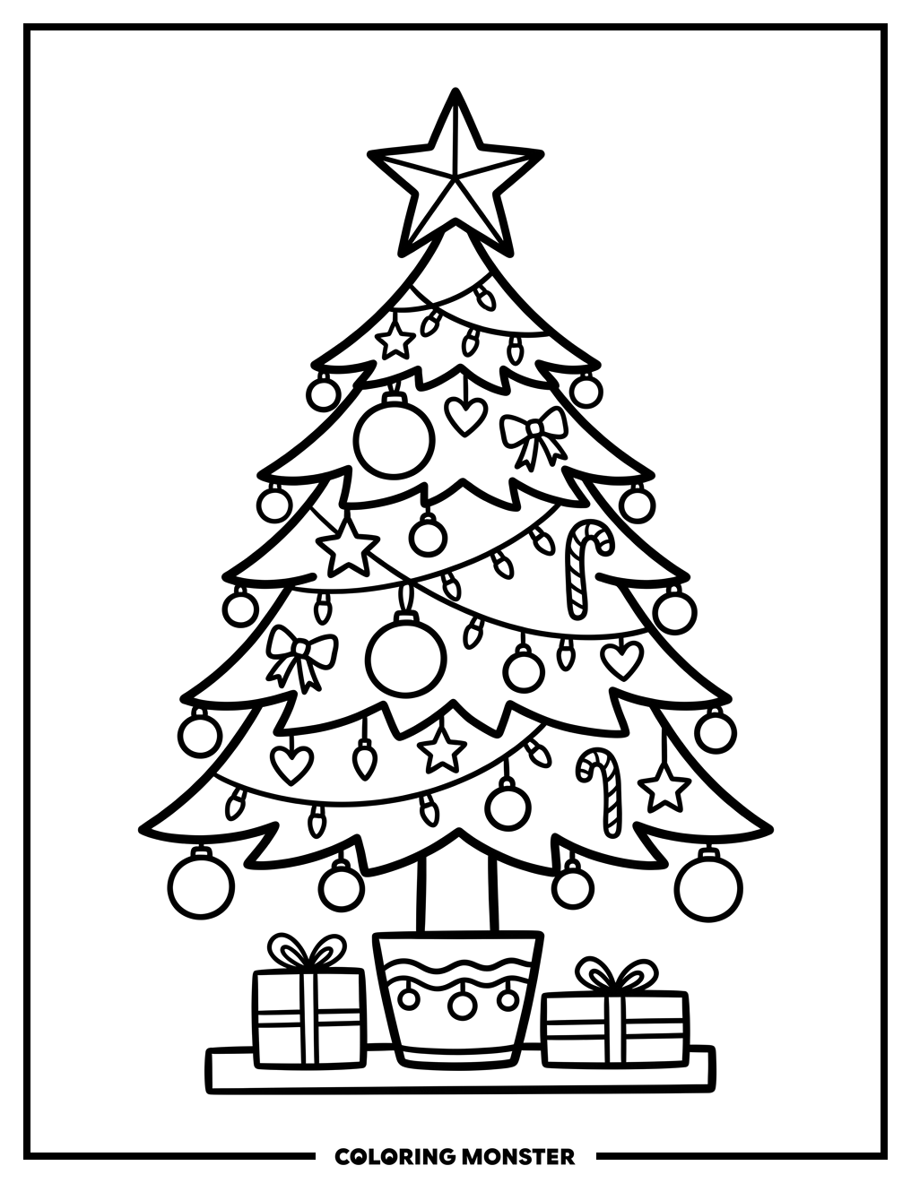 Festive Christmas Tree Coloring Page