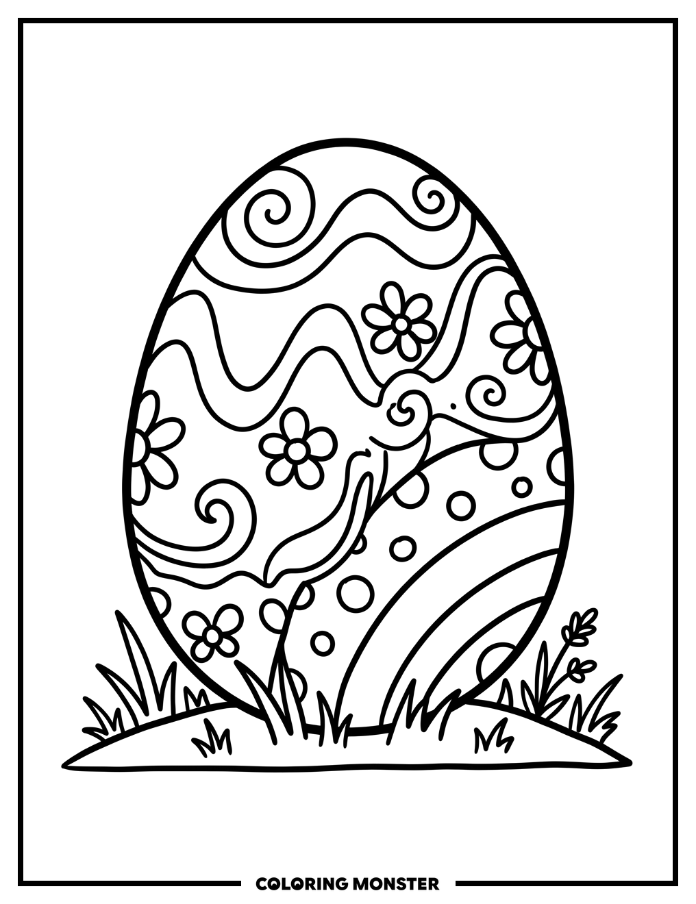 Festive Easter Egg Coloring Page