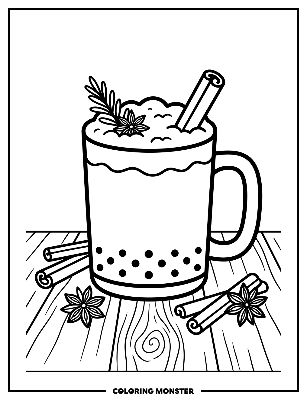 Festive Eggnog Mug Coloring Page