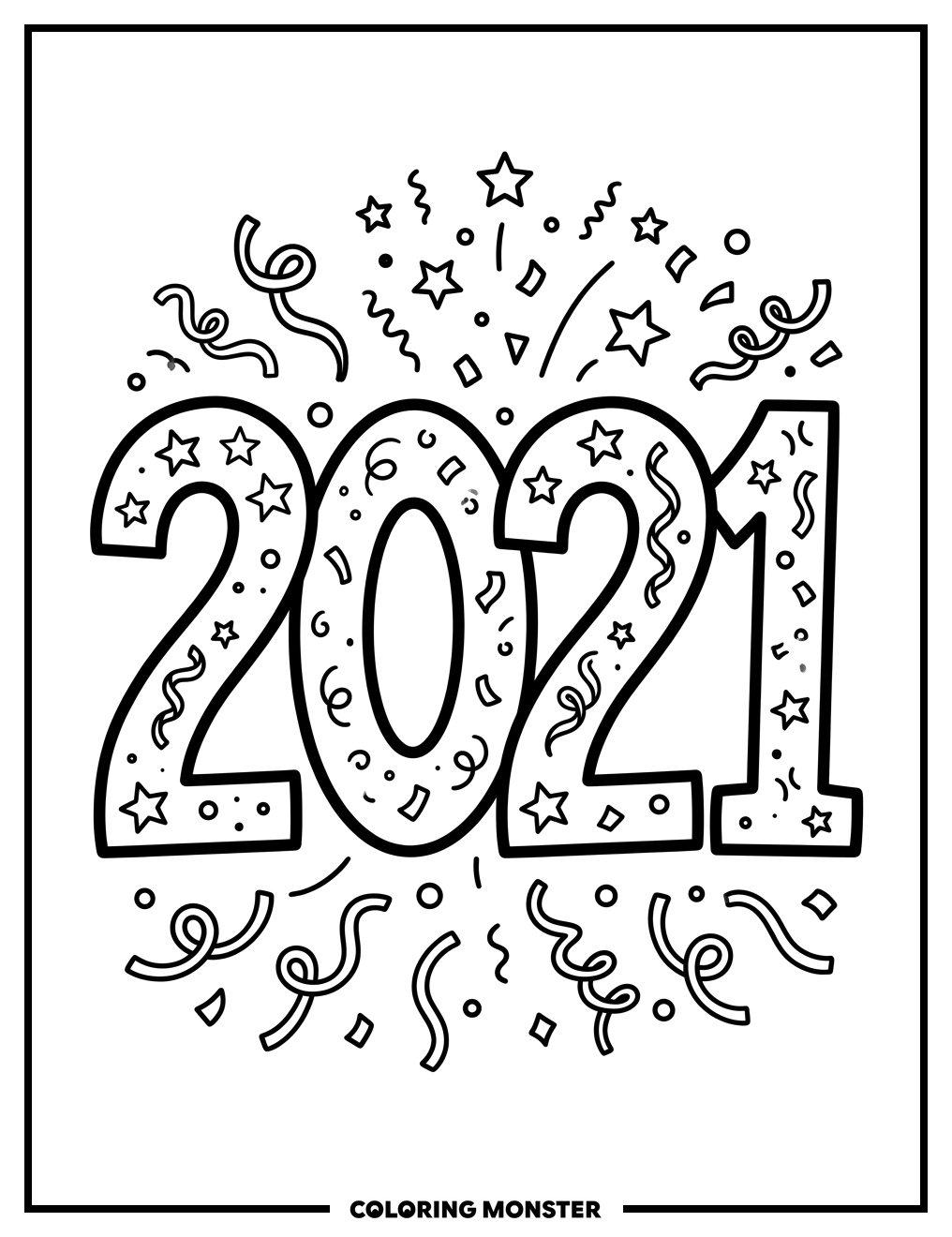 Festive Number 2021 Coloring Page