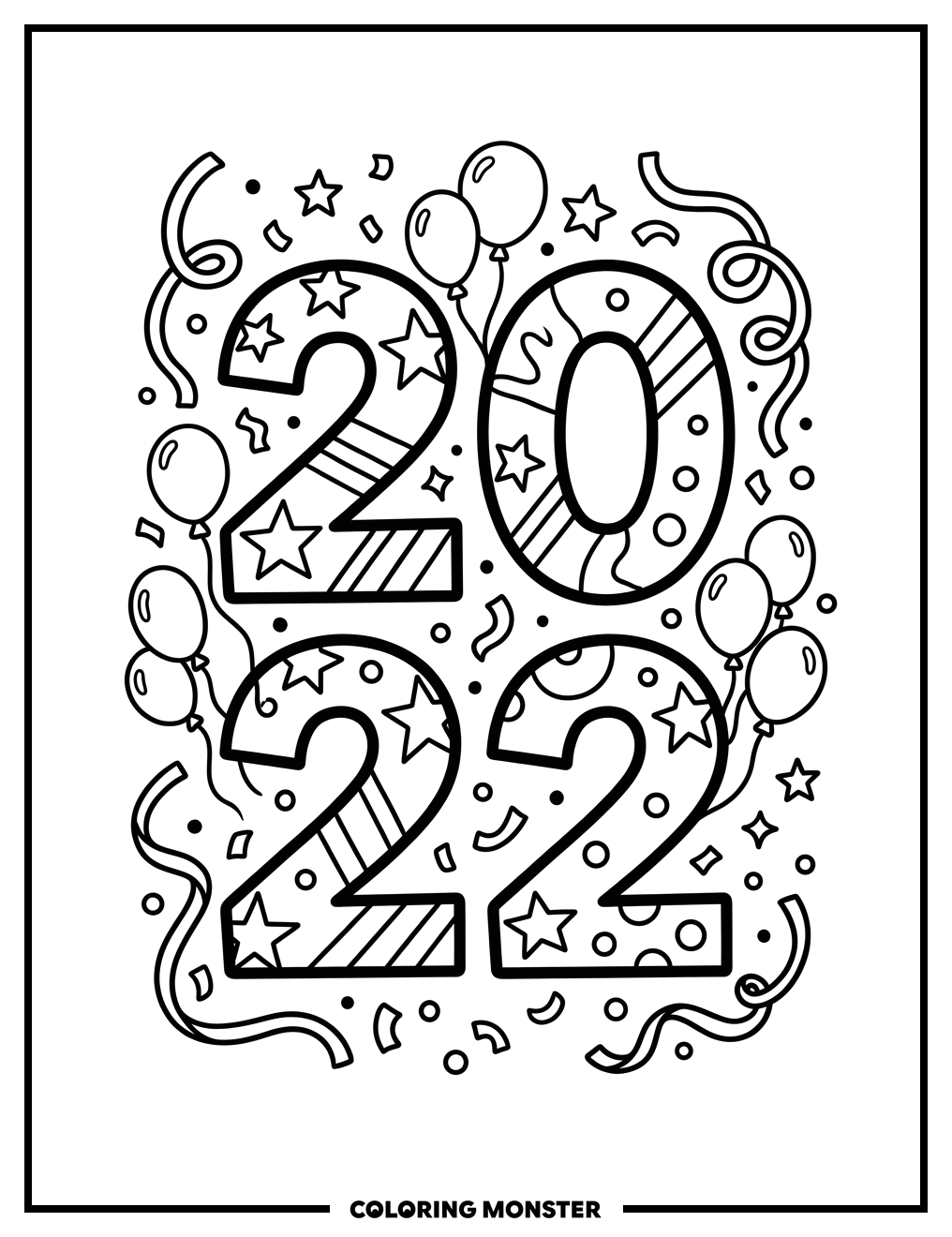 Festive Number 2022 Coloring Page