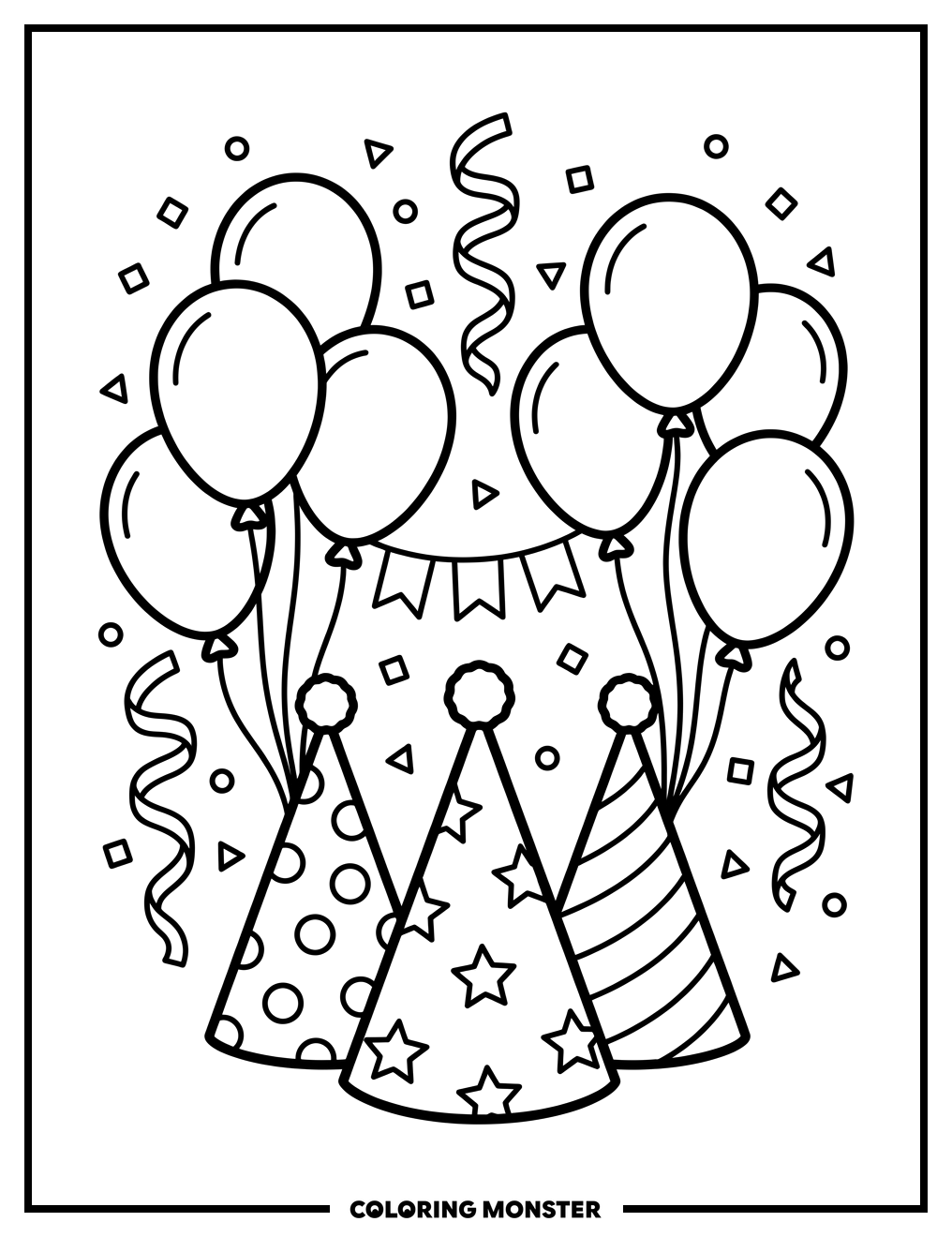 Festive Party Decorations Coloring Page