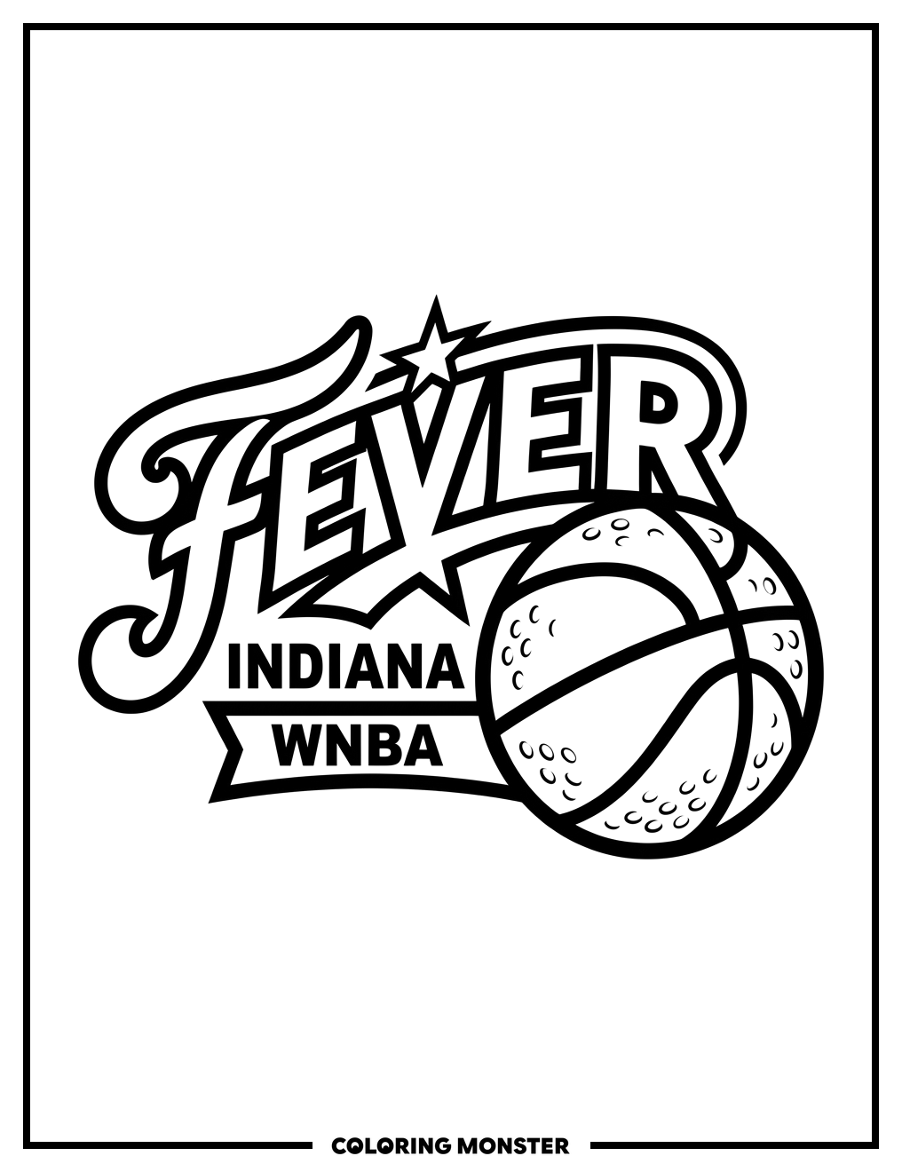 Fever Logo and Basketball Coloring Page