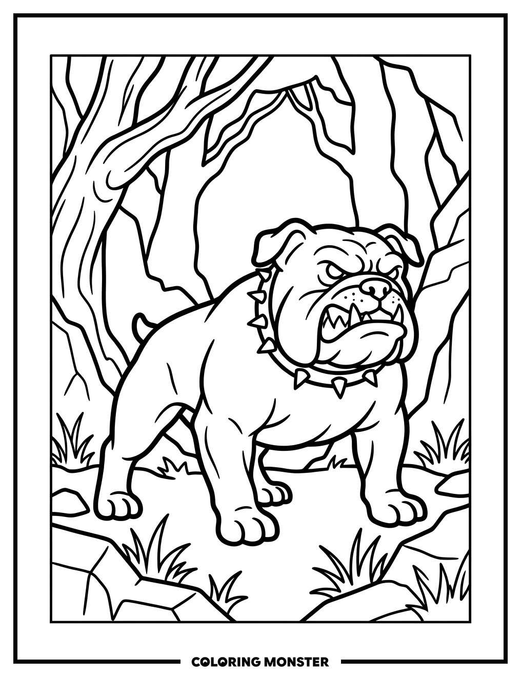 Fierce Bulldog Portrait Coloring Page