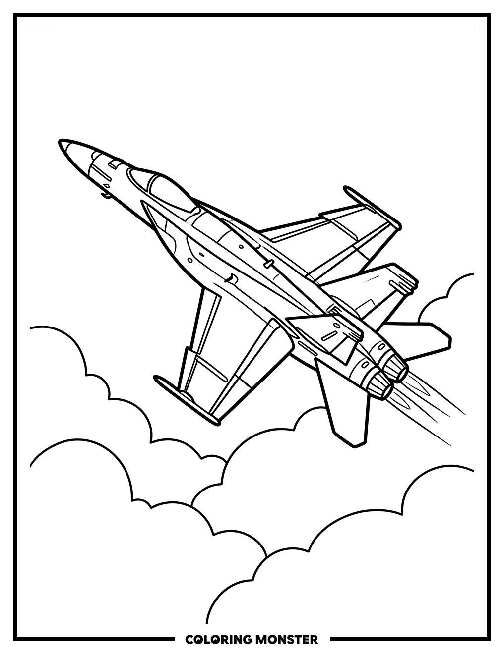 Fighter Jet in Flight Coloring Page