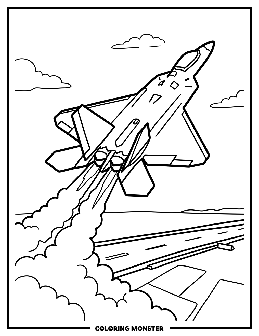 Fighter Jet Taking Off Coloring Page