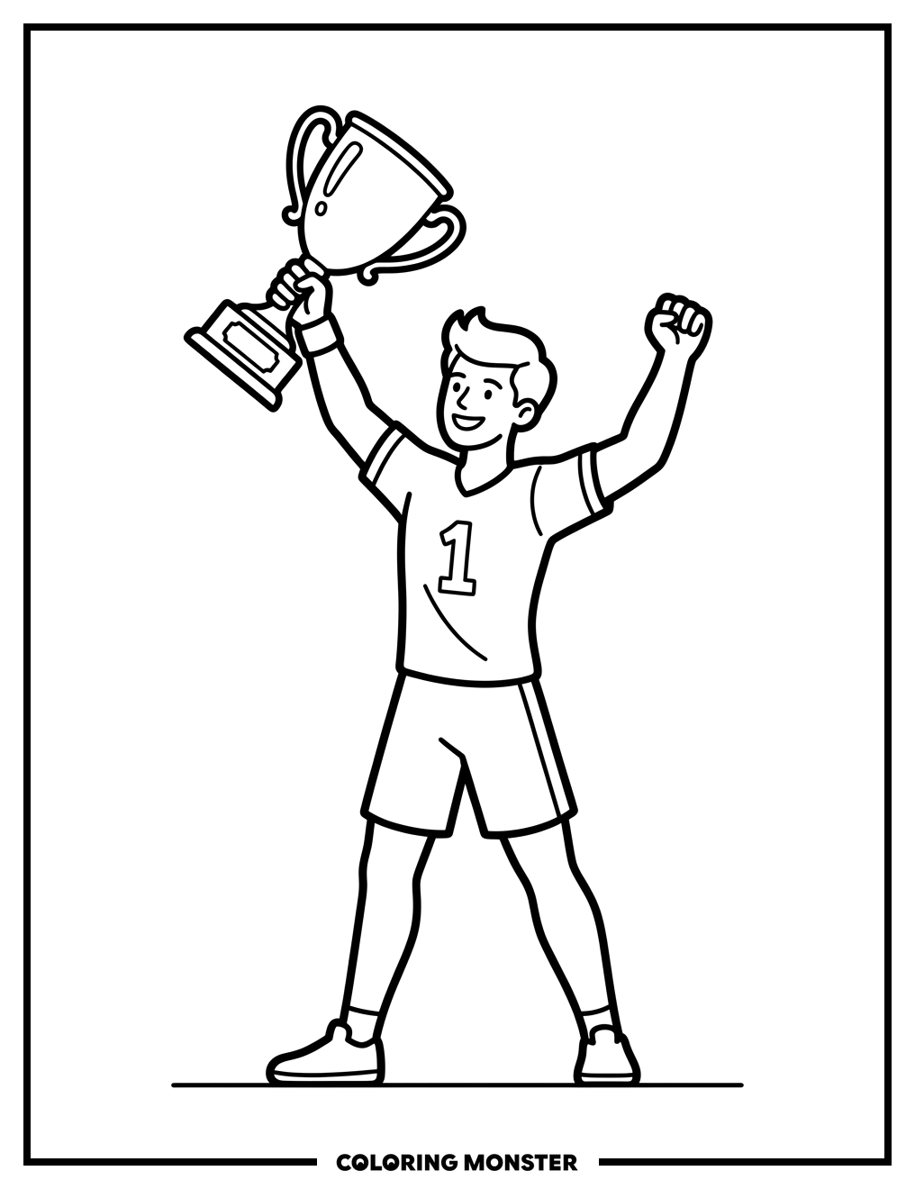 Figure Holding Up a Trophy Coloring Page