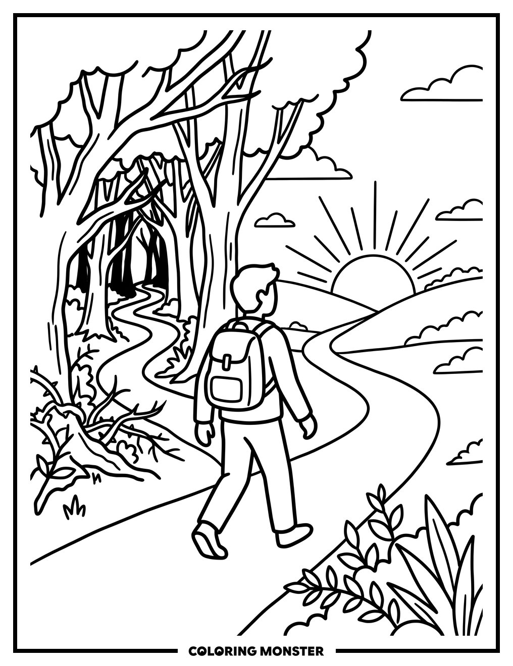 Figure on a Path Forward Coloring Page